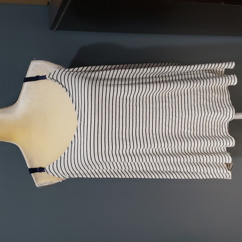 Torrid Striped Adjustable Straps White/Blue Tank Top Size 4X